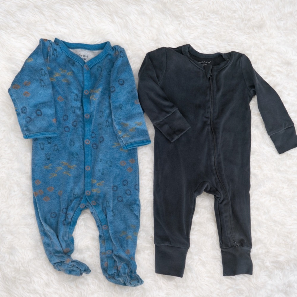 Little Bipsy & Carter’s Baby Footie Pajamas Bundle Size 6-9M Soft Zip & Snap - Picture 2 of 7